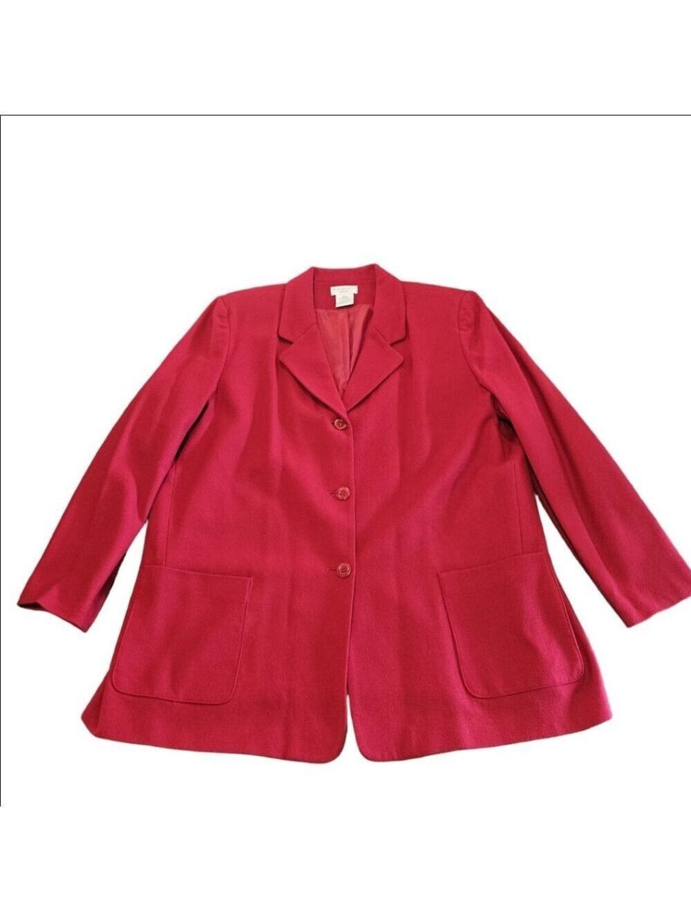Women's Worthington Red 100% Pure New Wool Blazer Jacket Plus Size 22W